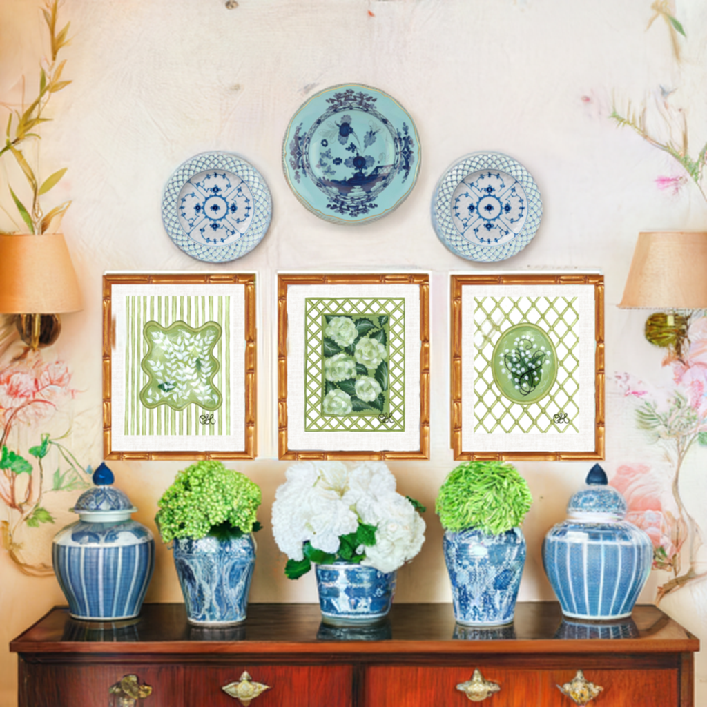 Hydrangea Trellis En Vert Art Print