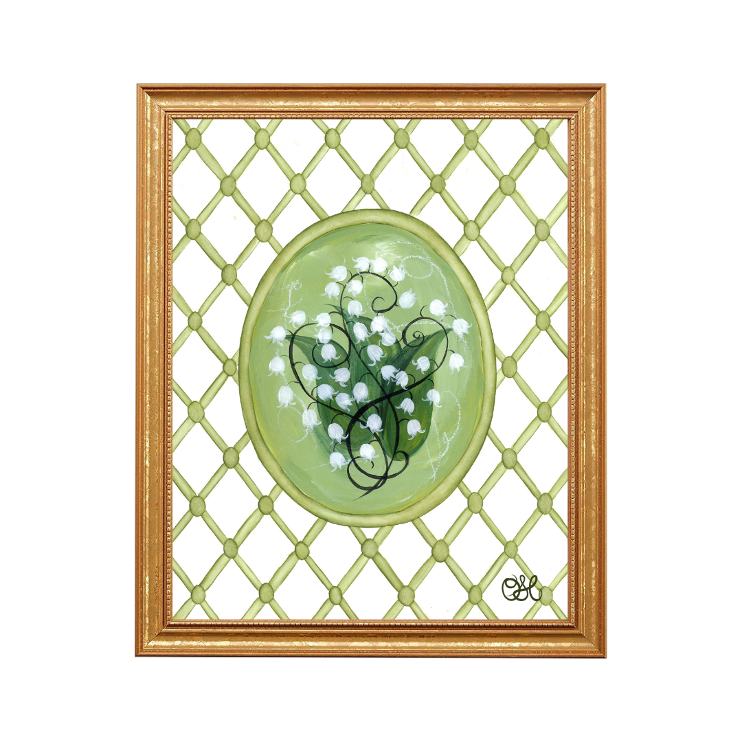 Lily of the Valley Trellis En Vert Art Print