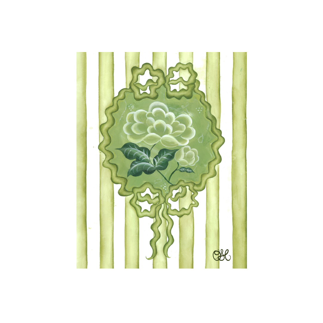 Victorian Peony En Vert Art Print