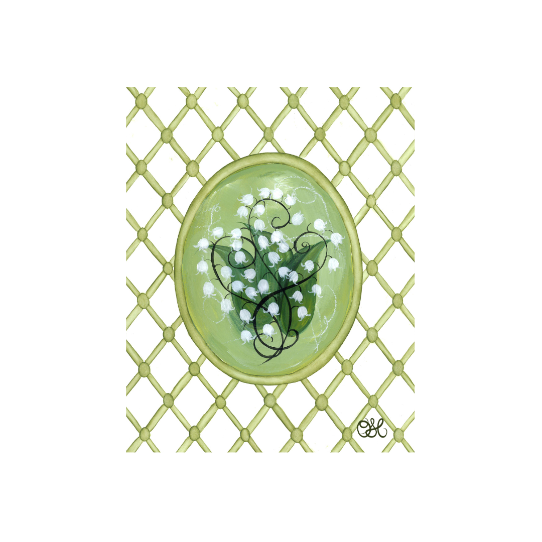 Lily of the Valley Trellis En Vert Art Print
