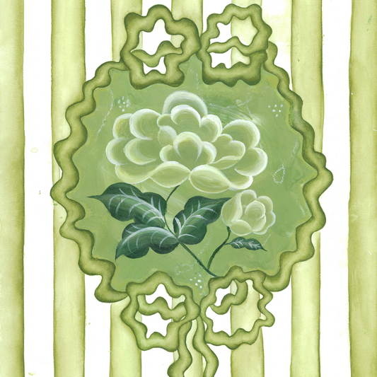 Victorian Peony En Vert Art Print