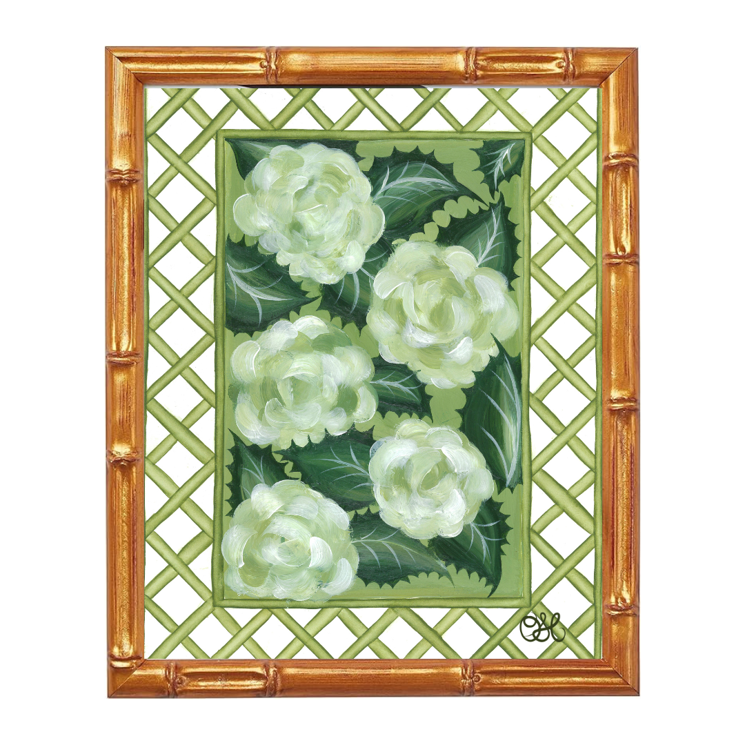 Hydrangea Trellis En Vert Art Print