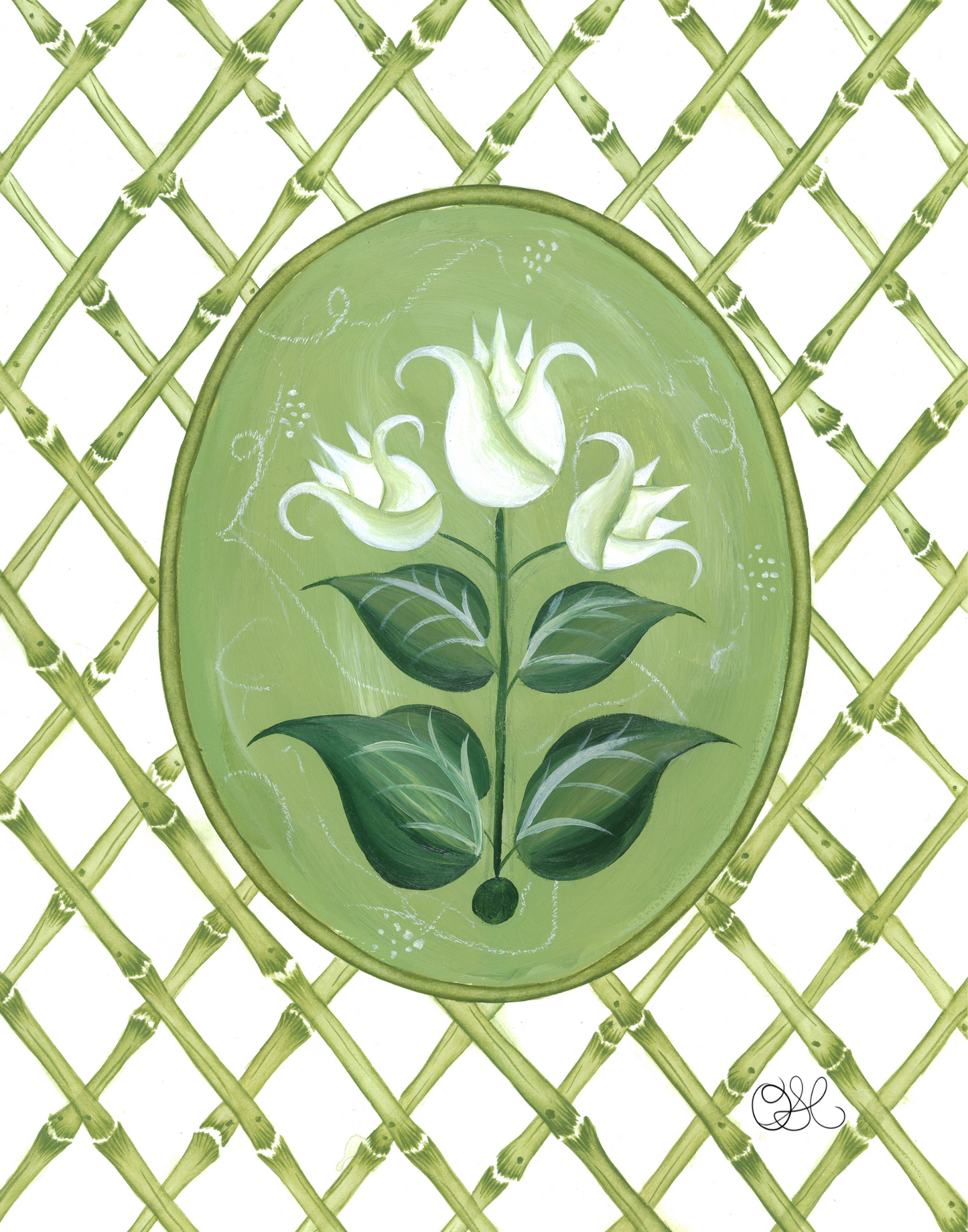 French Tulips En Vert Art Print