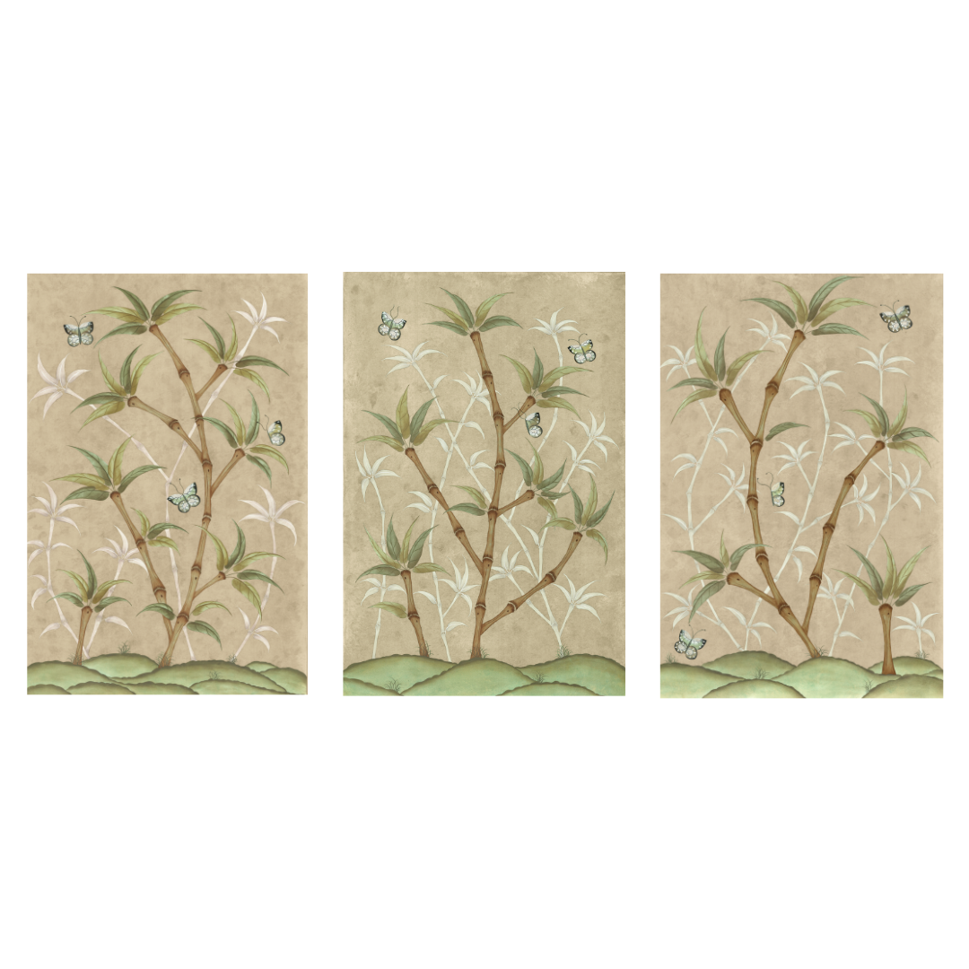 Bamboo En Fleur Triptych | Chinoiserie Panel Print Trio