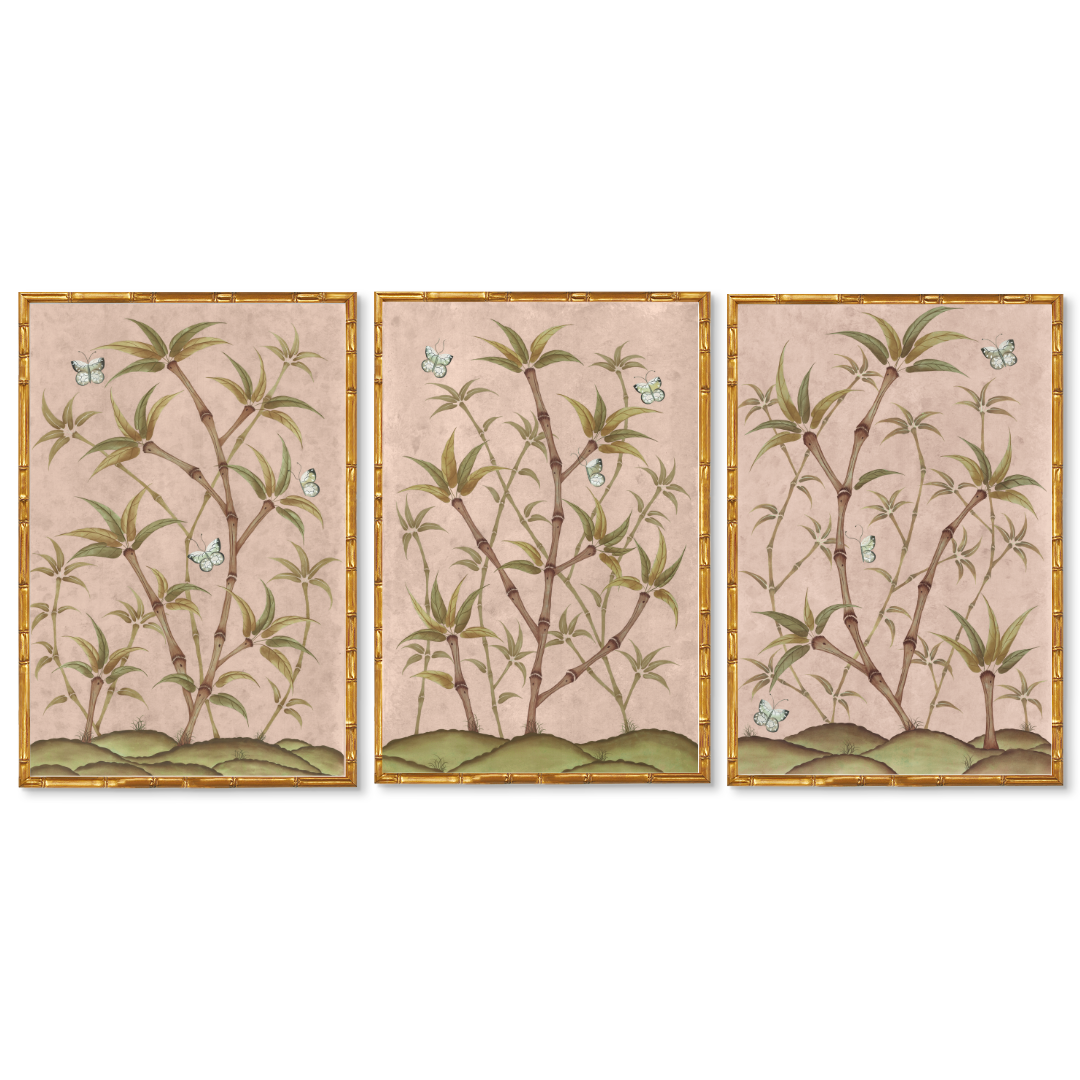 Bamboo En Fleur Triptych | Chinoiserie Panel Print Trio