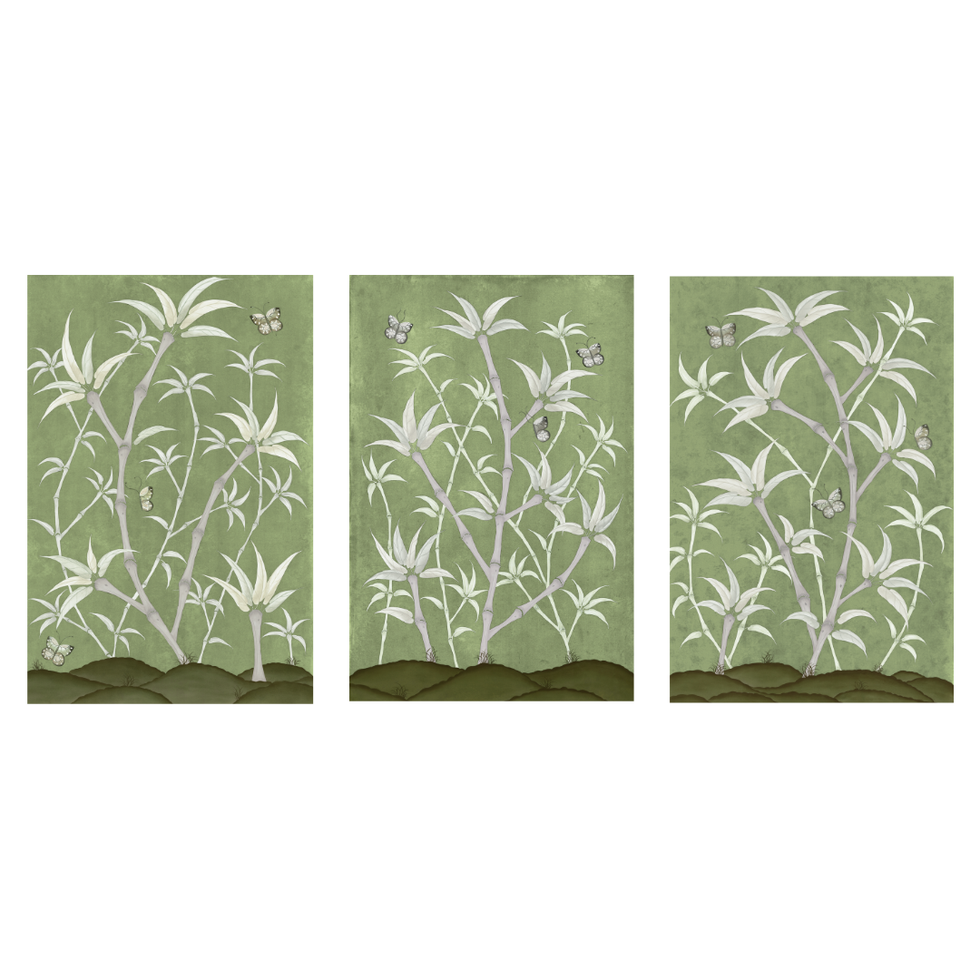 Bamboo En Fleur Triptych | Chinoiserie Panel Print Trio