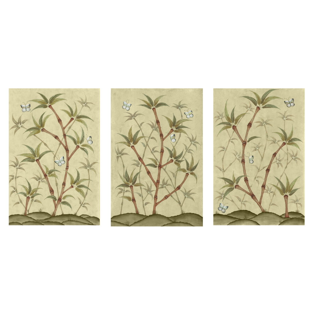 Bamboo En Fleur Triptych | Chinoiserie Panel Print Trio