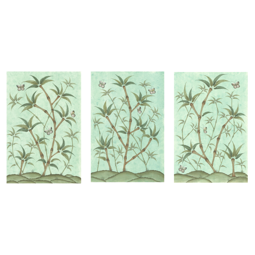 Bamboo En Fleur Triptych | Chinoiserie Panel Print Trio