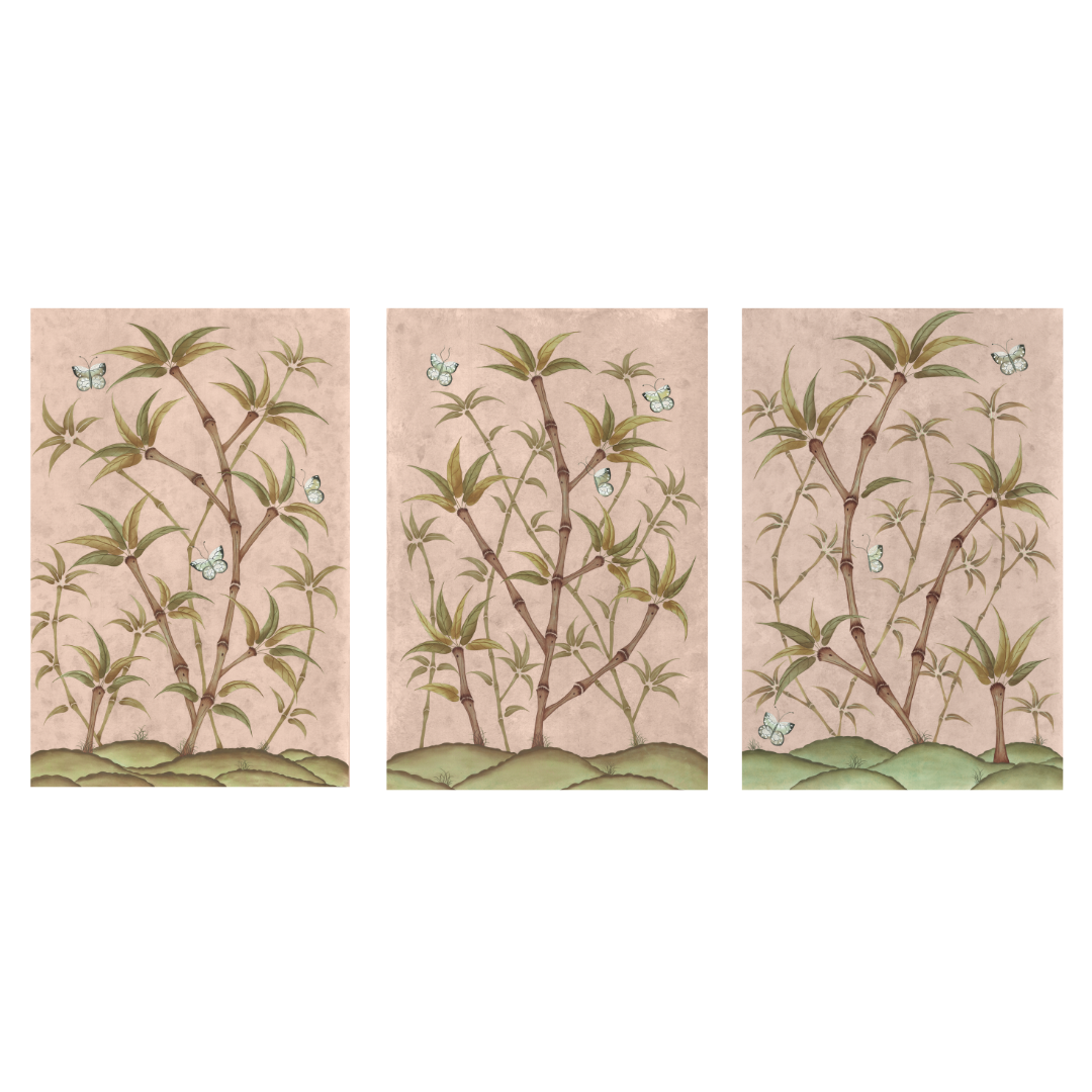 Bamboo En Fleur Triptych | Chinoiserie Panel Print Trio
