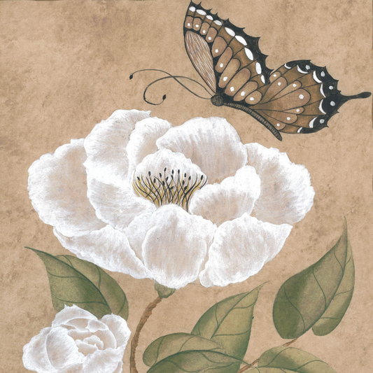 Botanique Blanc Peony Original on Papier