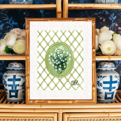 Lily of the Valley Trellis En Vert Art Print
