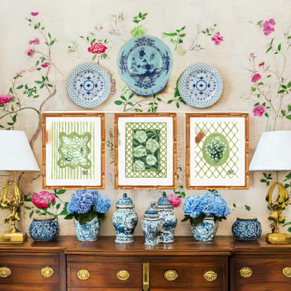 Hydrangea Trellis En Vert Art Print