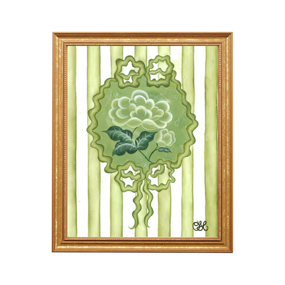 Victorian Peony En Vert Art Print