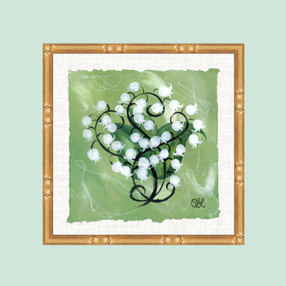 Lily of the Valley & Hydrangeas En Vert Pair on Deckled Edge (8x8)