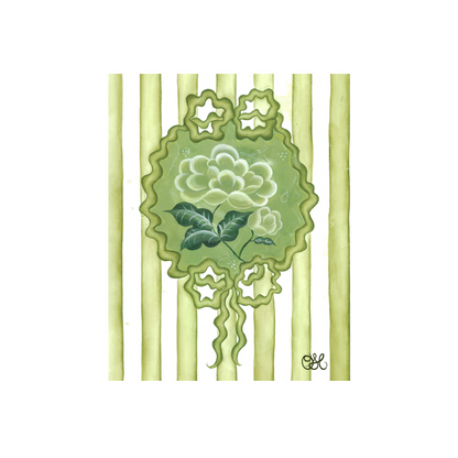 Victorian Peony En Vert Art Print