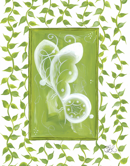 Tennis House Butterfly En Vert Art Print