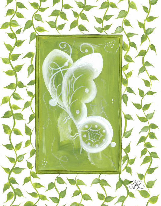 Tennis House Butterfly En Vert Art Print