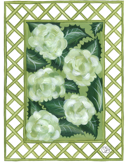 Original Hydrangea Trellis En Vert (11x14)