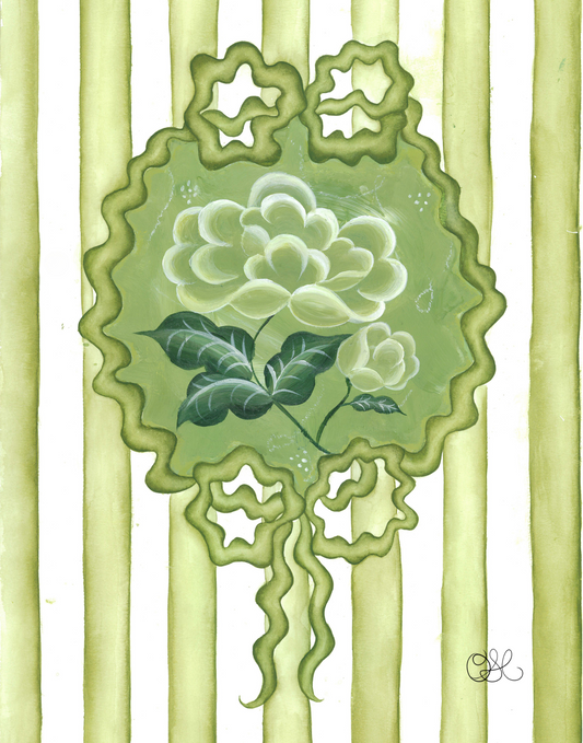 Victorian Peony En Vert Art Print