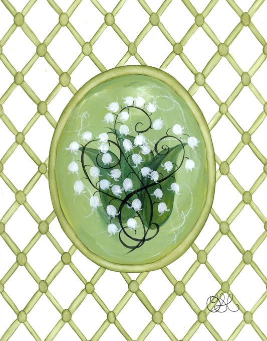 Lily of the Valley Trellis En Vert Art Print