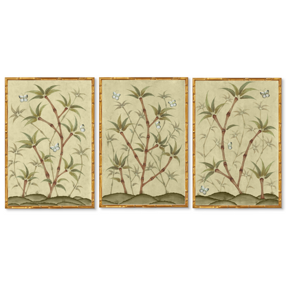Bamboo En Fleur Triptych | Chinoiserie Panel Print Trio