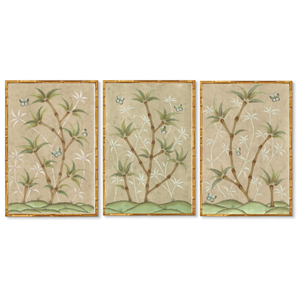 Bamboo En Fleur Triptych | Chinoiserie Panel Print Trio