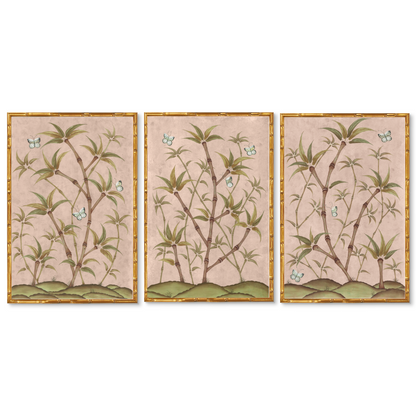 Bamboo En Fleur Triptych | Chinoiserie Panel Print Trio