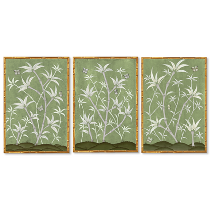 Bamboo En Fleur Triptych | Chinoiserie Panel Print Trio