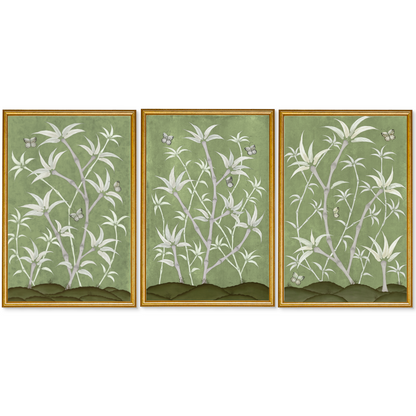 Bamboo En Fleur Triptych | Chinoiserie Panel Print Trio