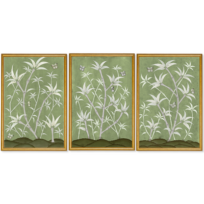 Bamboo En Fleur Triptych | Chinoiserie Panel Print Trio