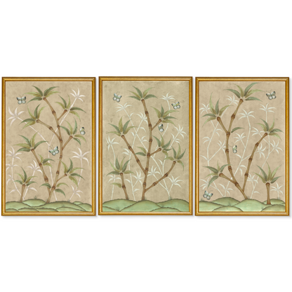 Bamboo En Fleur Triptych | Chinoiserie Panel Print Trio