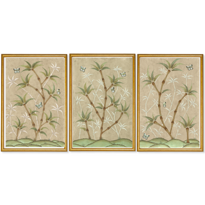 Bamboo En Fleur Triptych | Chinoiserie Panel Print Trio