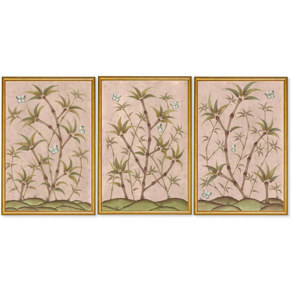 Bamboo En Fleur Triptych | Chinoiserie Panel Print Trio