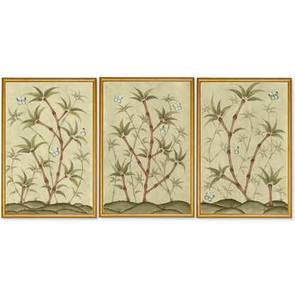 Bamboo En Fleur Triptych | Chinoiserie Panel Print Trio