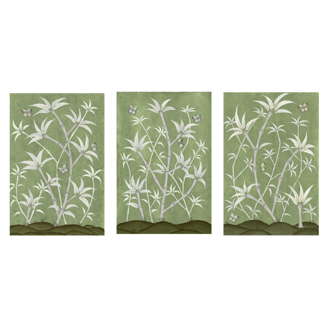 Bamboo En Fleur Triptych | Chinoiserie Panel Print Trio