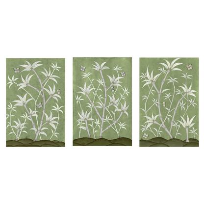 Bamboo En Fleur Triptych | Chinoiserie Panel Print Trio