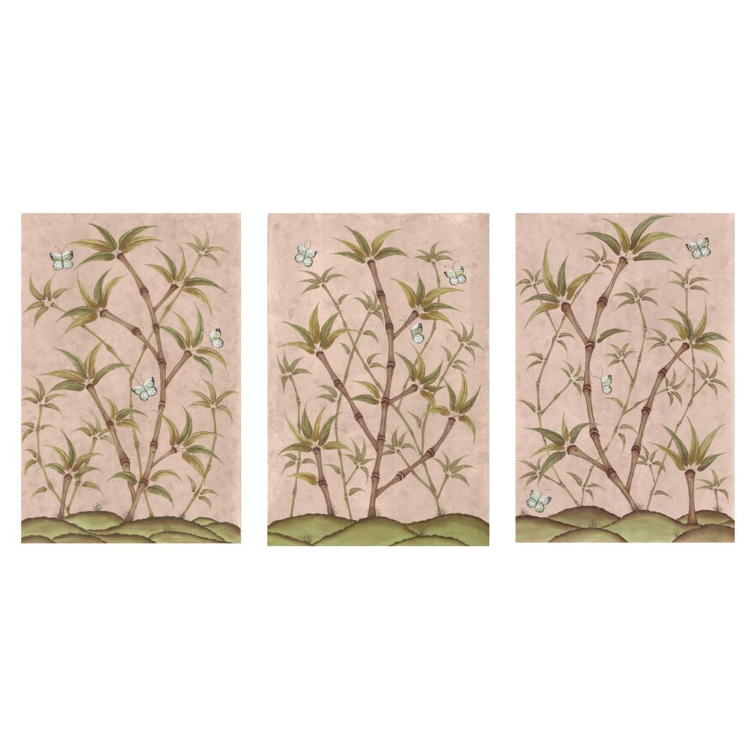 Bamboo En Fleur Triptych | Chinoiserie Panel Print Trio