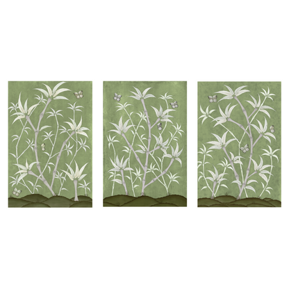 Bamboo En Fleur Triptych | Chinoiserie Panel Print Trio
