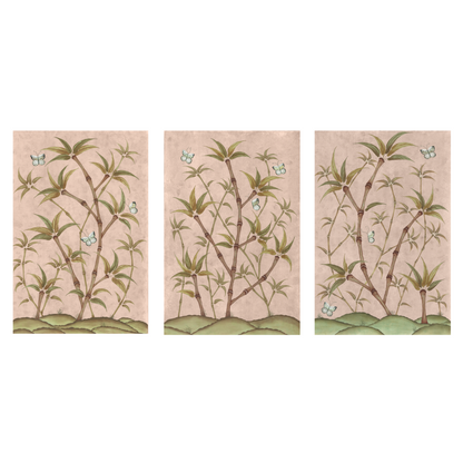 Bamboo En Fleur Triptych | Chinoiserie Panel Print Trio